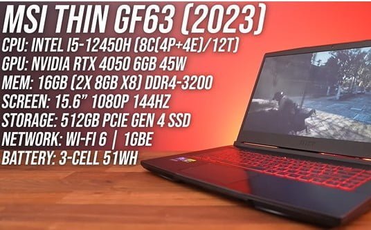 MSI GF63 Laptop Specs