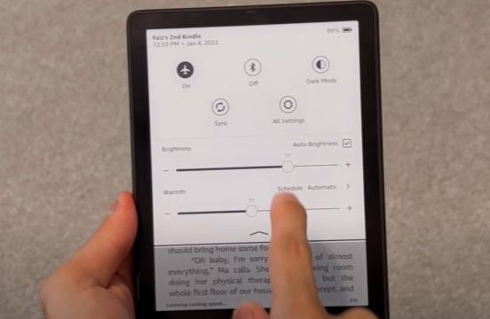 Reducing Brightness on Amazon Kindle