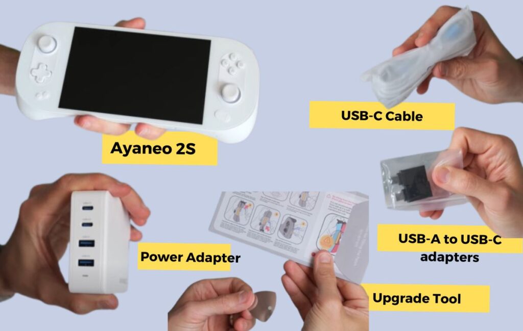 Ayaneo 2S Handheld Gaming Console Unboxing Items