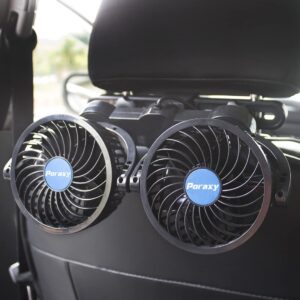 Poraxy Car Fan, 12V Electric Auto Cooling Fan for Backseat