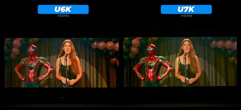 Hisense 65-inch U6K vs U7K Smart TV Brightness