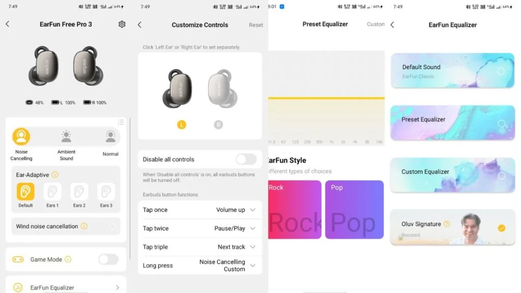 EarFun Free Pro 3 App Features and Customization